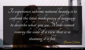 Eleanor Catton quote : To experience sublime natural ...