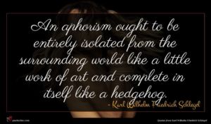 Karl Wilhelm Friedrich Schlegel quote : An aphorism ought to ...