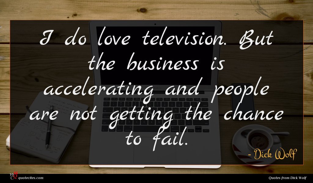 I do love television. But the business is accelerating and people are not getting the chance to fail.