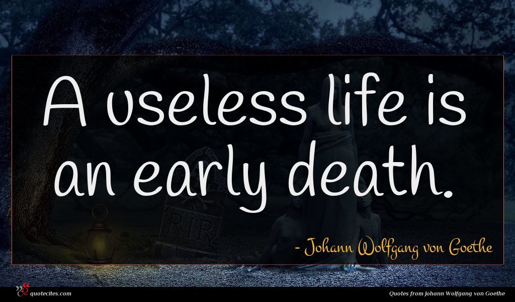 Johann Wolfgang Von Goethe Quote A Useless Life Is