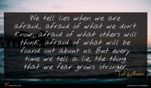 Tad Williams quote : We tell lies when ...