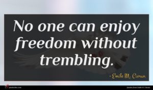 Emile M. Cioran quote : No one can enjoy ...