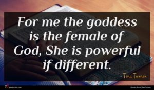 Tina Turner quote : For me the goddess ...