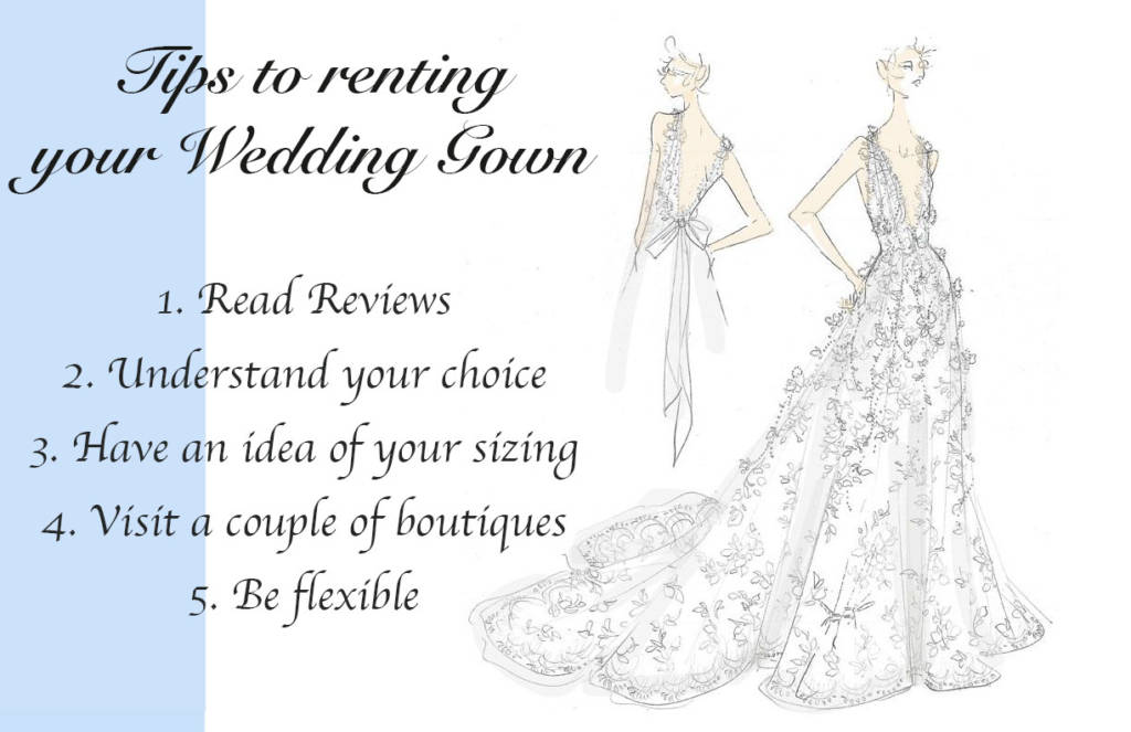 Tips to renting you wedding gown - sketch by Marchesa